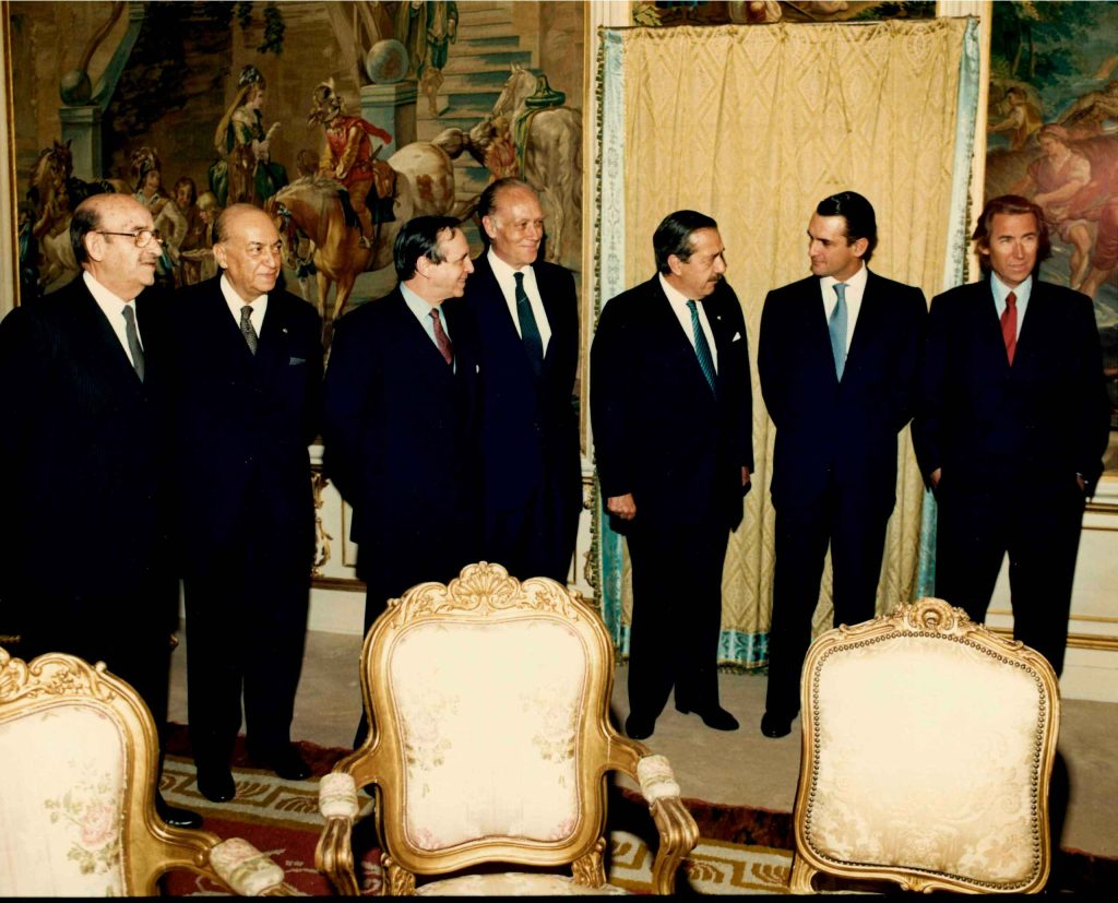 Recepción en Banco de España a presidente Argentina Raúl Alfonsín